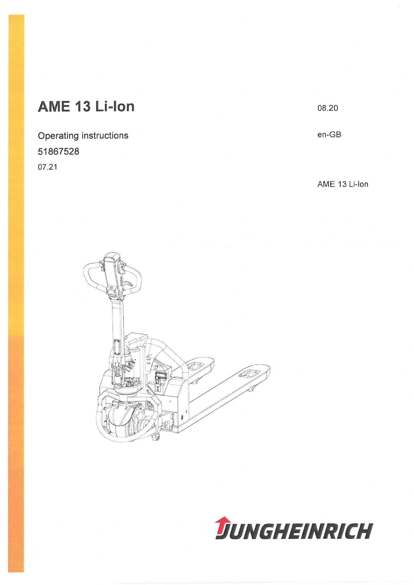 Jungheinrich Pallet Truck AM13 Li-Ion Operators Manual