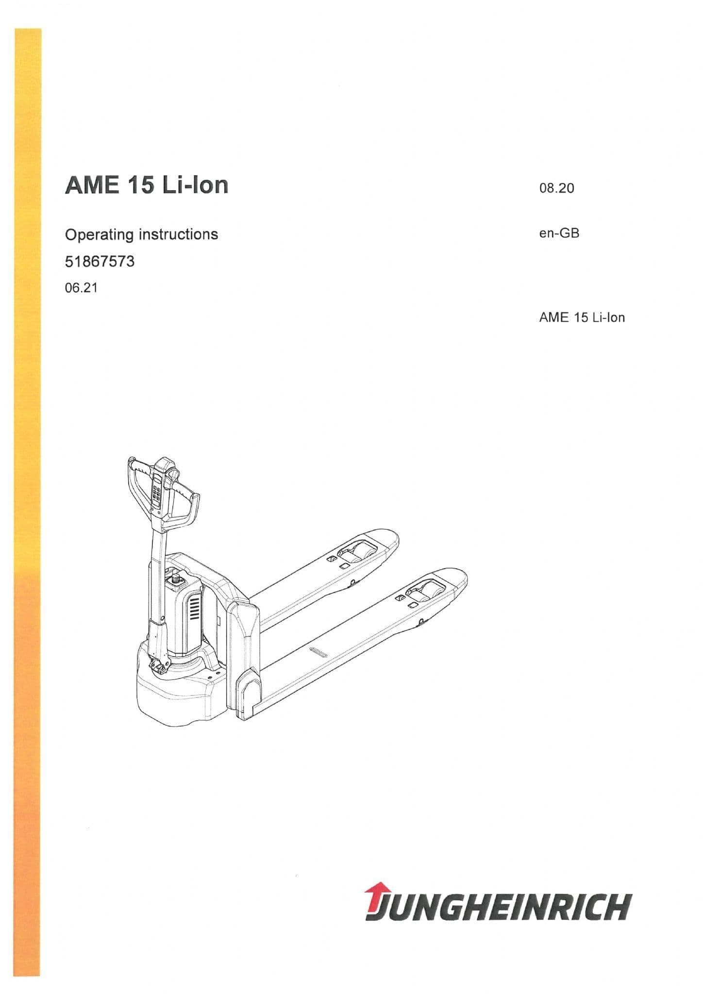 Jungheinrich Pallet Truck AM15 Li-Ion Operators Manual