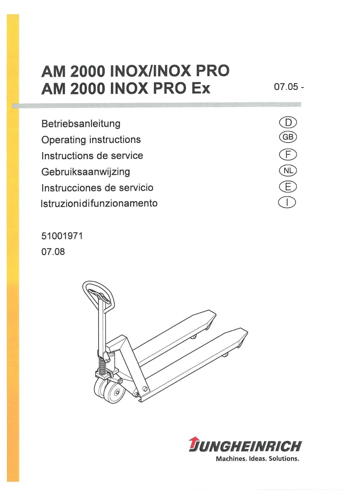 Jungheinrich Pallet Truck AM2000 Inox Inox Pro Ex Operators Manual