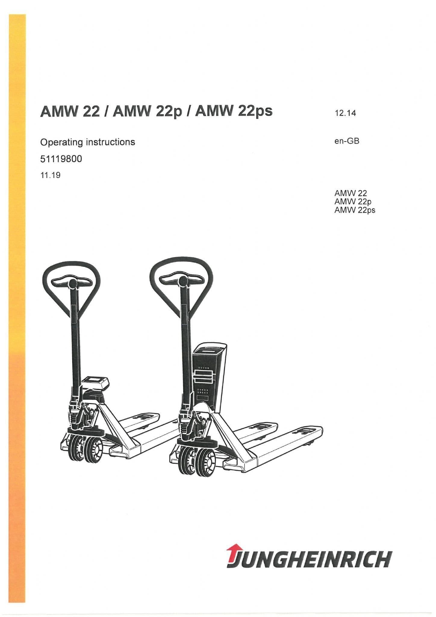 Jungheinrich Pallet Truck AMW22 AMW22p AMW22ps Operators Manual