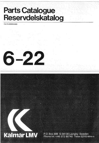 Kalmar Forklift Truck 6-22 Parts Manual