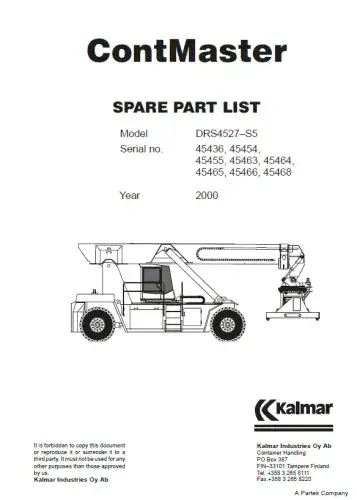 Kalmar Forklift Truck DRS4527-S5 Parts Manual