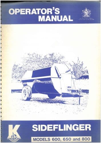 Kidd Sideflinger Muck Spreader Models - 600, 650 & 800 Operators Manual