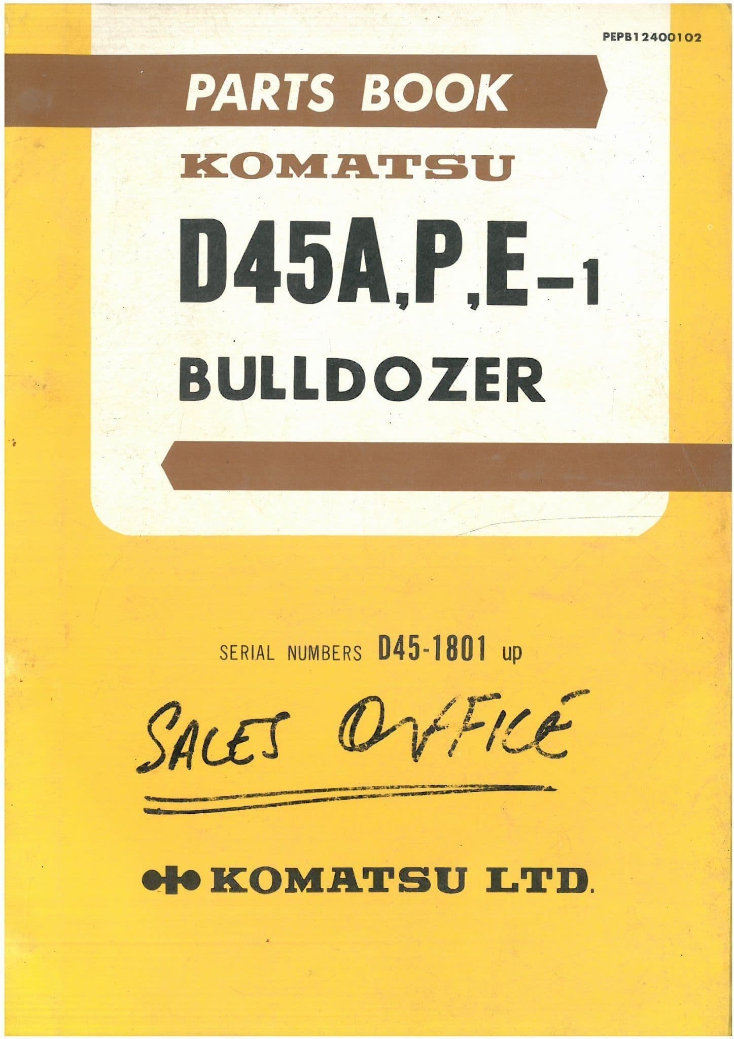 Komatsu Bulldozer D45A D45P D45E -1 Parts Manual