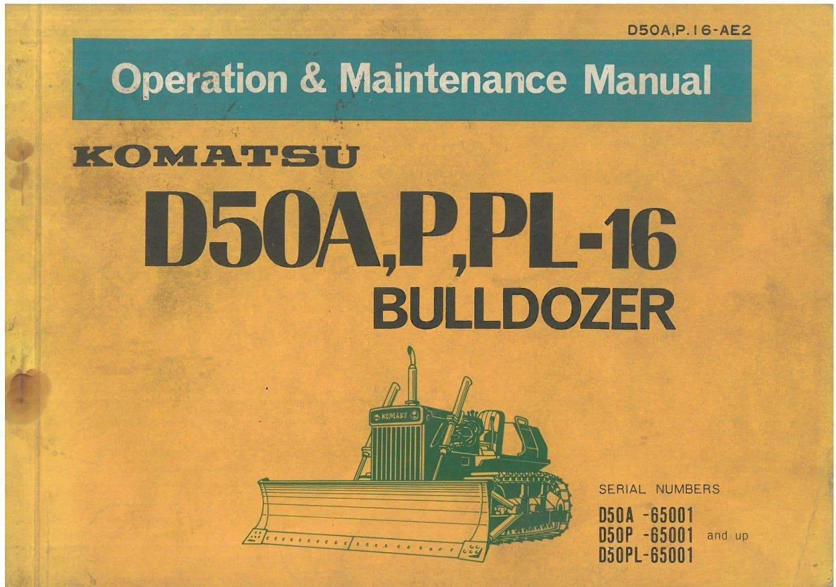 Komatsu Bulldozer D50A, D50P, D50PL - 16 Operators Manual