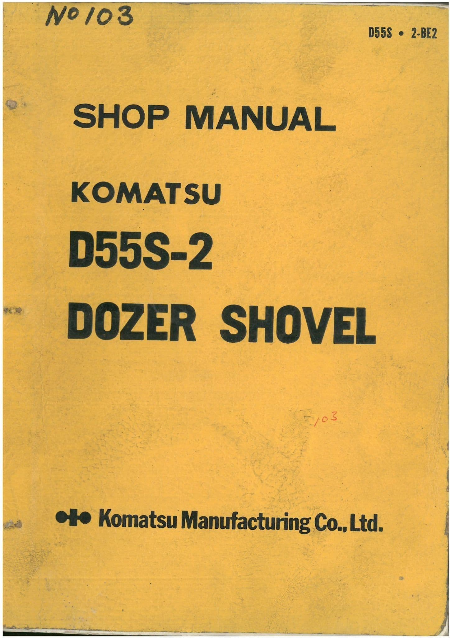 Komatsu Dozer Shovel D55S-2 Workshop Service Shop Manual - D55