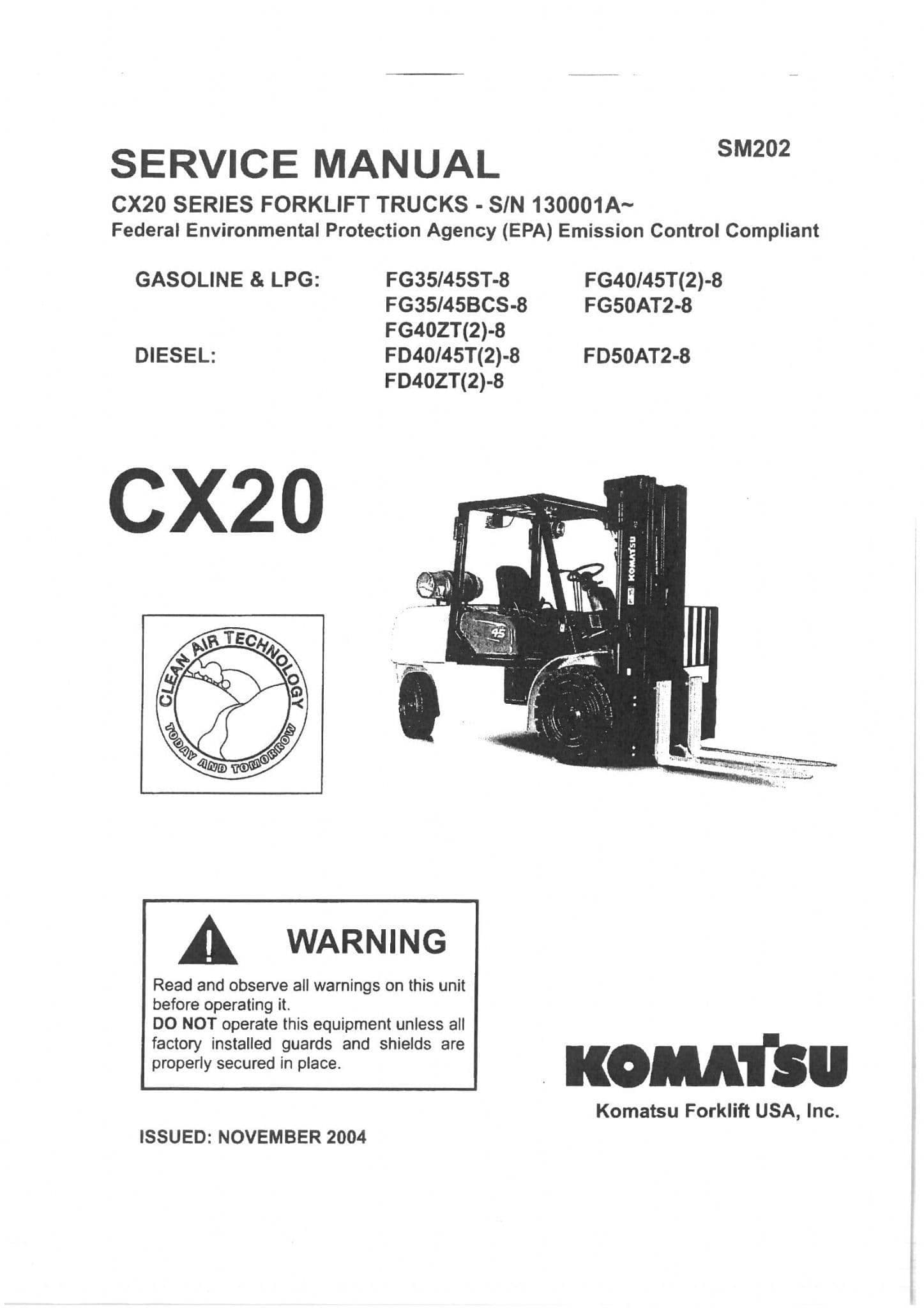 Komatsu Forklift CX20 Manual