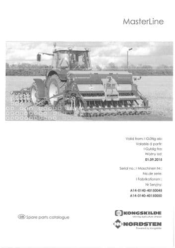 Kongskilde Cultivator MasterLine Parts Manual