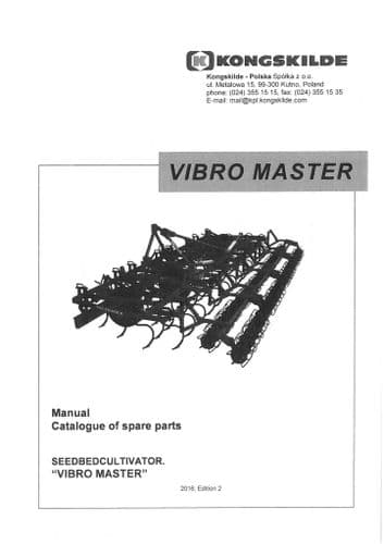 Kongskilde Seed Bed Cultivator Vibro Master Operators Manual