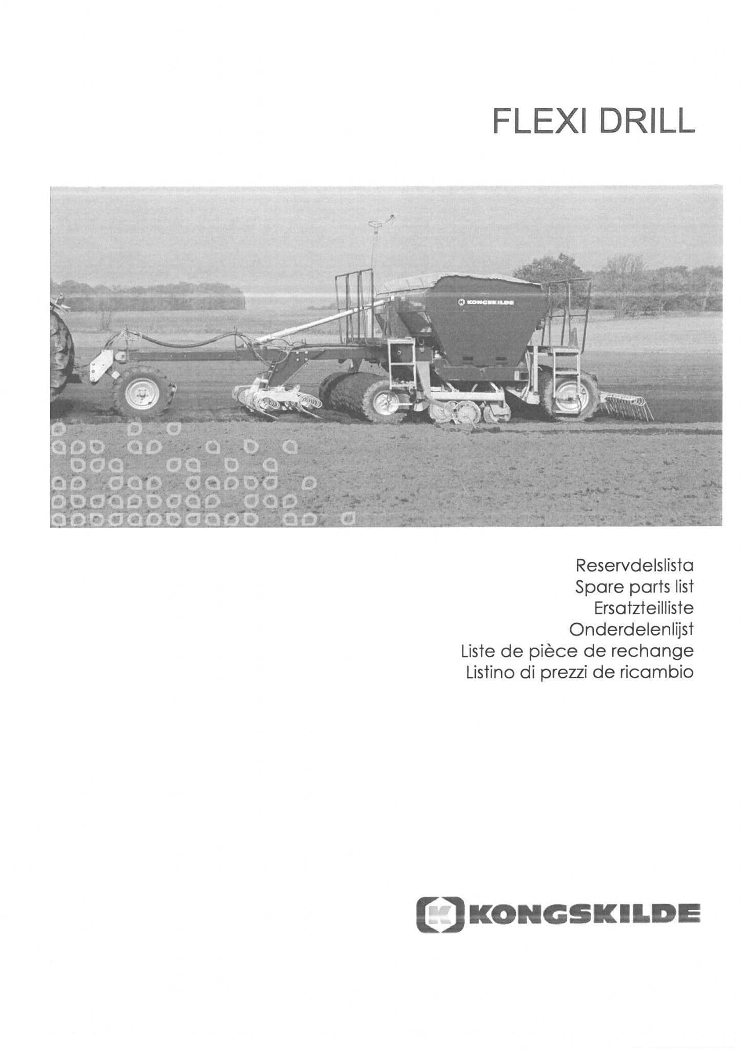 Kongskilde Seed Drill Flexidrill FD3000 FD4000 Parts Manual