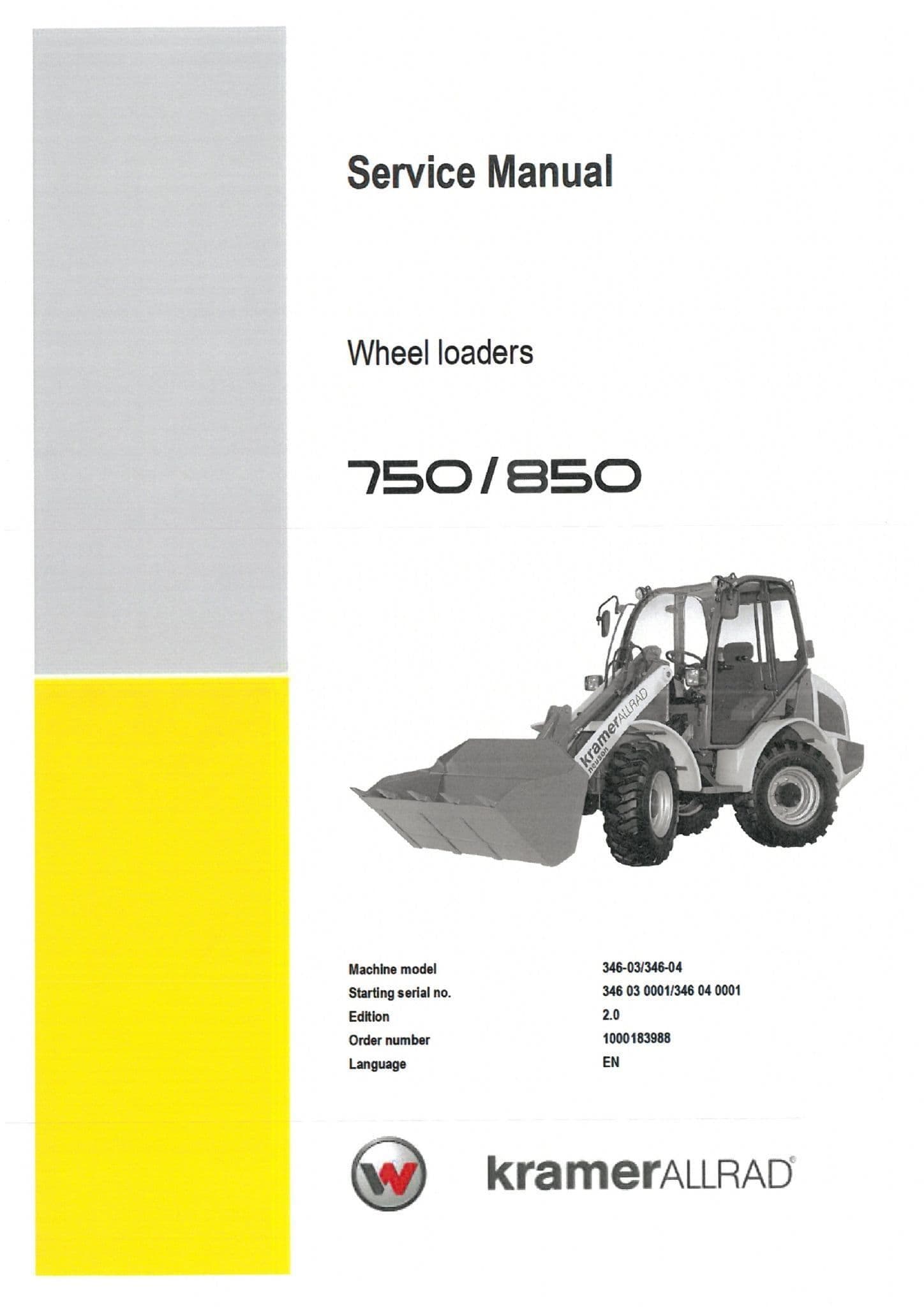 Kramer Allrad Wheel Loader 750 & 850 Workshop Service Manual