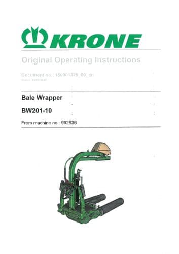 Krone Bale Wrapper BW201-10 Operators Manual BW 201-10
