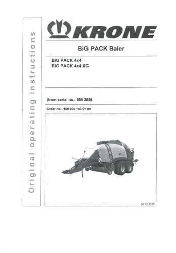 Krone Baler Big Pack 4x4  & 4x4 XC Operators Manual