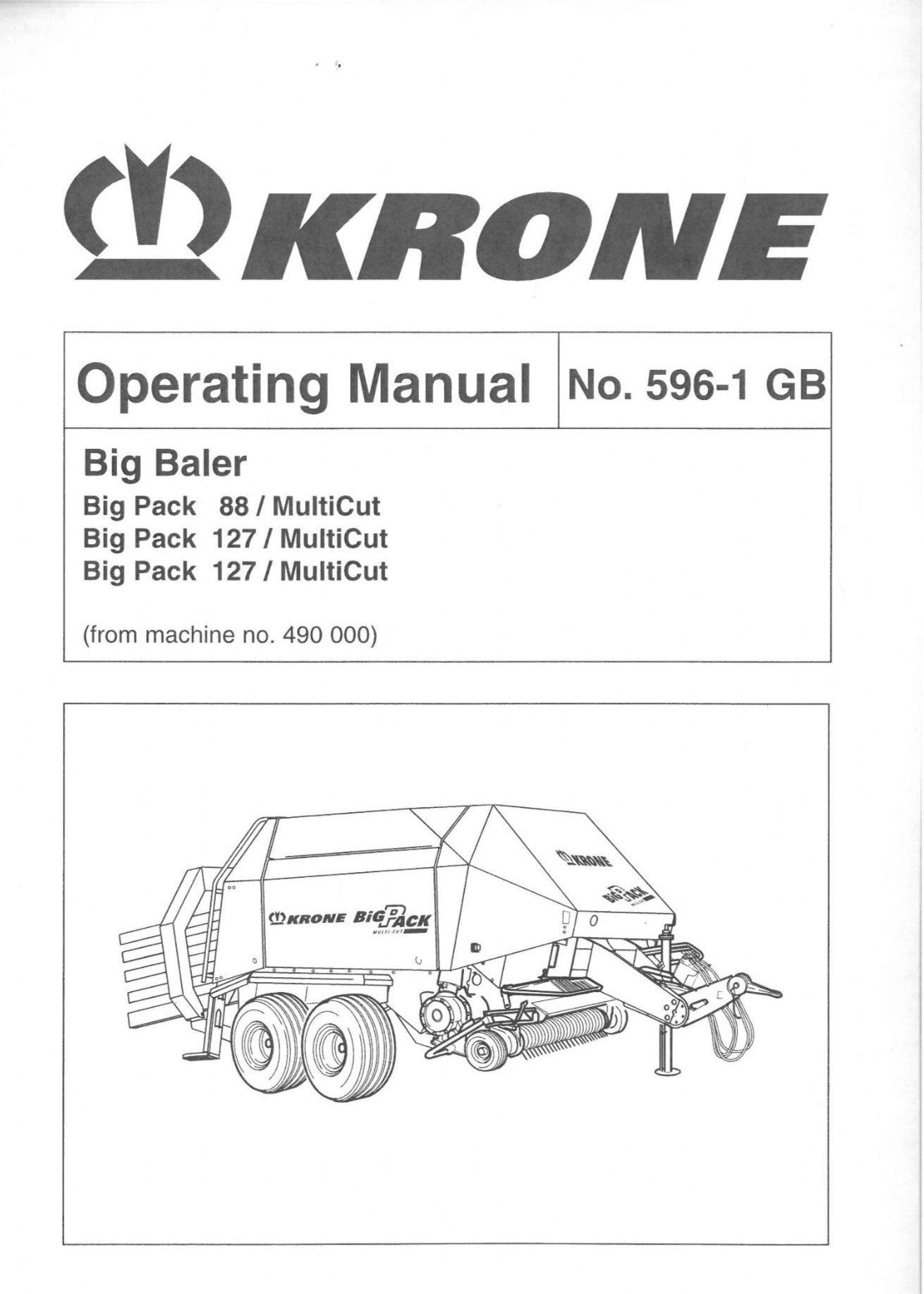 Krone Baler Big Pack 88/88 MultiCut 127/127 MultiCut Operators Manual