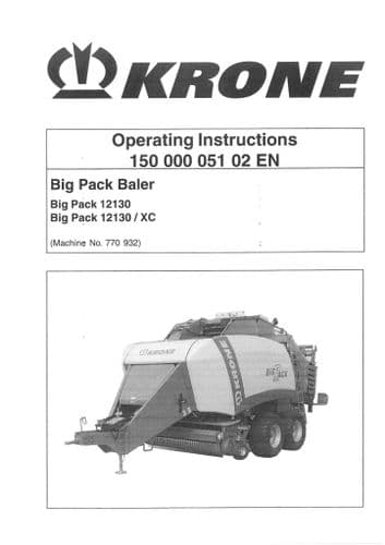 Krone Big Pack Baler 12130 & 12130XC Operators Manual XC