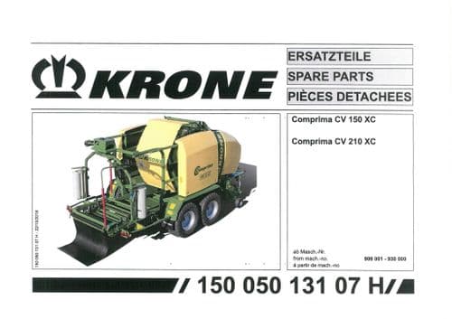 Krone Comprima  Round Baler CV150XC CV210XC Parts Manual - 150 210