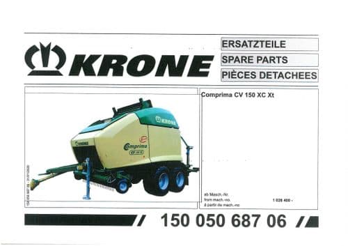 Krone Comprima  Round Baler CV150XC Xt Parts Manual - 150