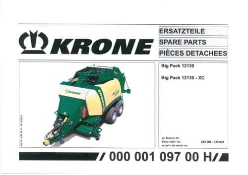 Krone Large Square Bale Big Pack 12130 Big Pack 12130 - XC -  Parts Manual