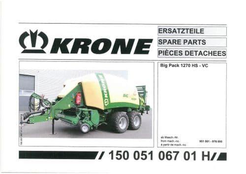 Krone Large Square Bale Big Pack 1270 HS - VC -  Parts Manual