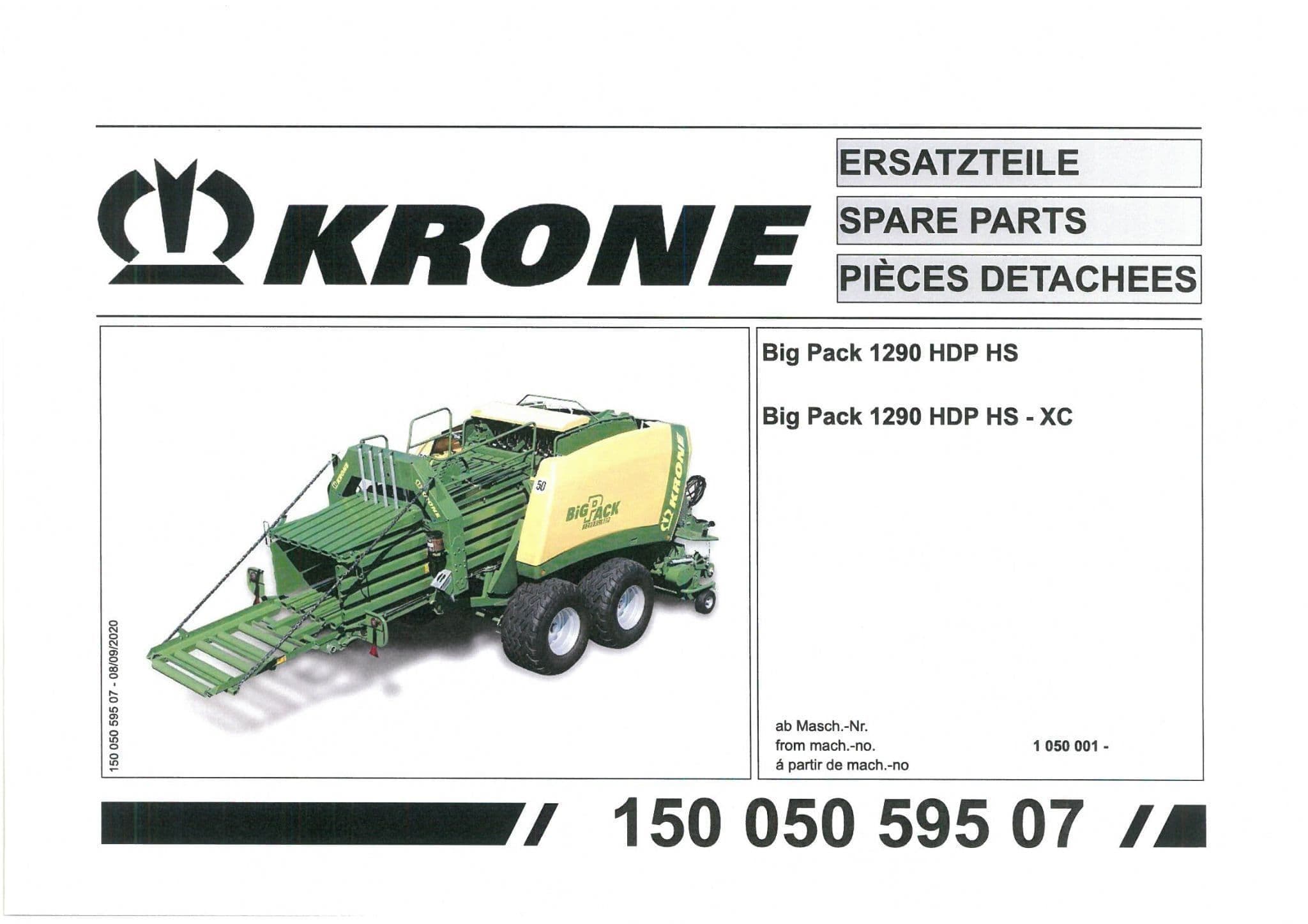 Krone Large Square Bale Big Pack 1290 HDP HS Big Pack 1290 HDP HS - XC -  Parts Manual