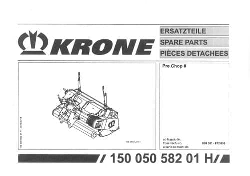 Krone Large Square Bale  PreChop # -  Parts Manual