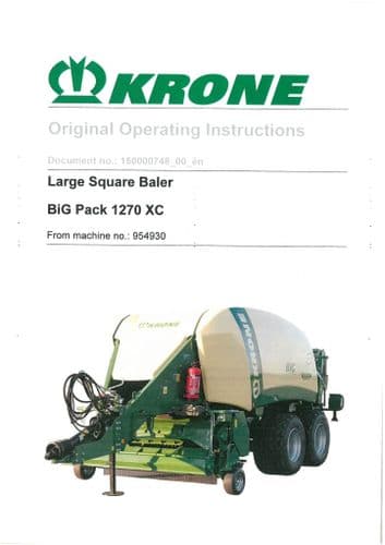 Krone Large Square Baler BiG Pack 1270XC Operators Manual XC