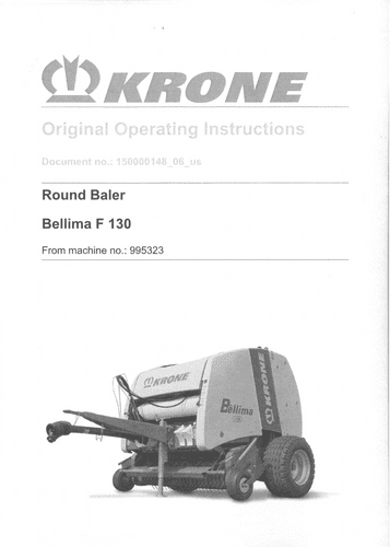 Krone Round Baler Bellima F130 Operators Manual
