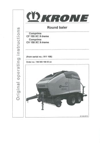 Krone Round Baler Comprima CF155XC X-Treme CV150XC X-Treme Operators Manual CF 155 150 XC