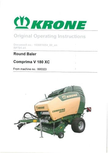 Krone Round Baler Comprima V180XC Operators Manual V 180 XC