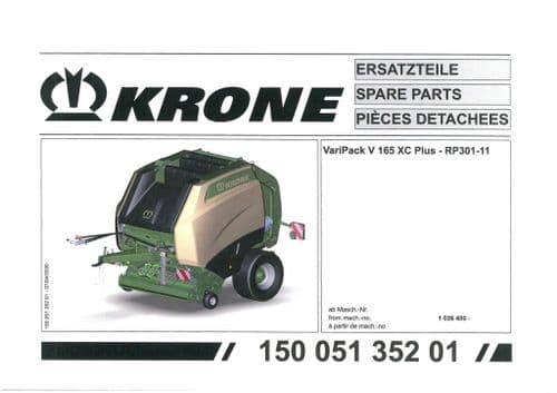 Krone Round Baler VariPack  V165XC Plus  -  Parts Manual - 165