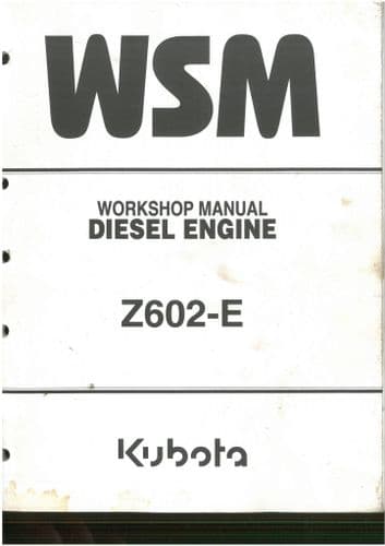 Kubota Diesel Engine Z602-E Workshop Service Manual