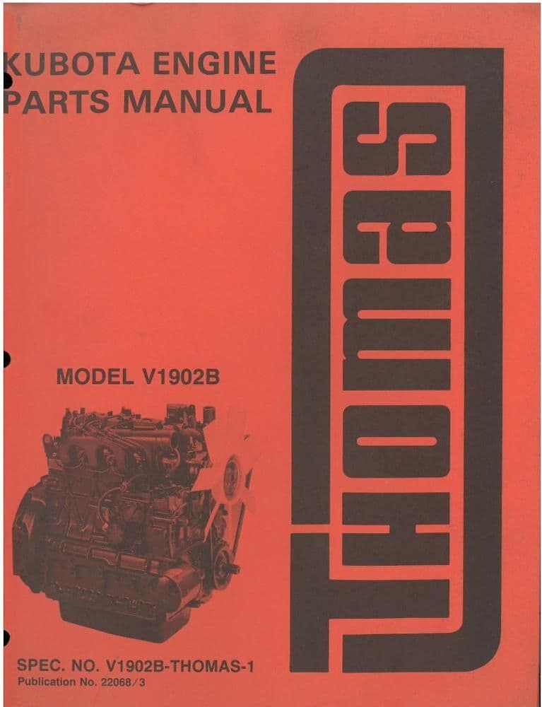 Kubota Engine Model V1902B Parts Manual Thomas Skid Steer