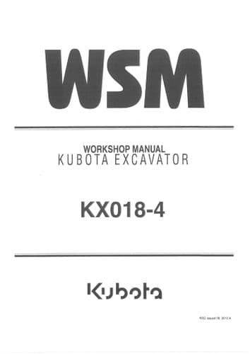 Kubota Excavator KX018-4 Workshop Service Manual
