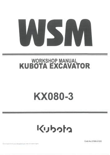 Kubota Excavator KX080-3 Workshop Service Manual