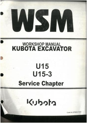 Kubota Excavator U15 & U15-3 Workshop Service Repair Manual