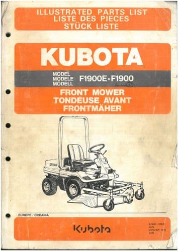 Kubota  Front Mower F1900E F1900 Parts Manual