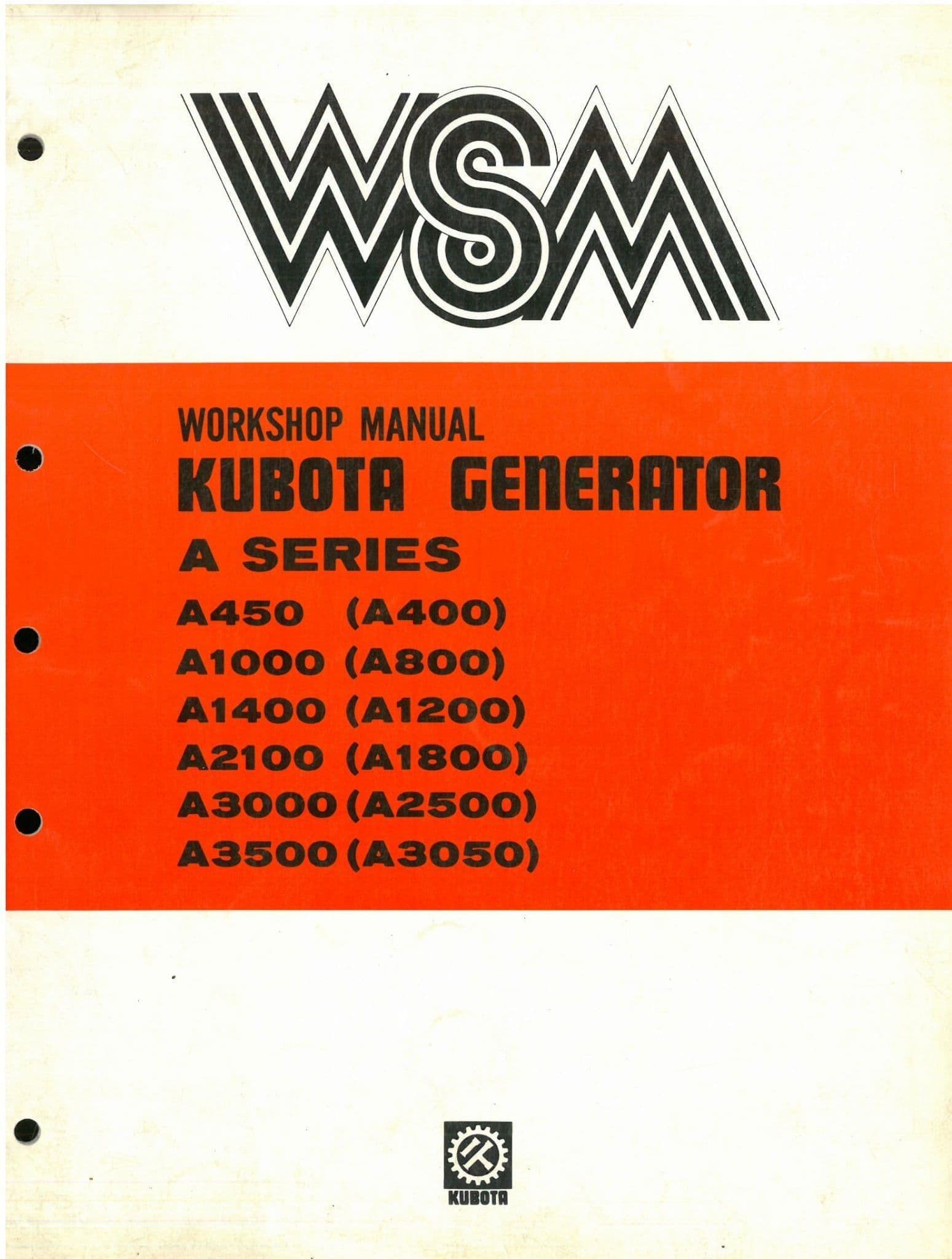 Kubota Gasoline Generator A3000 A2500 A3500 A3050 Service Manual