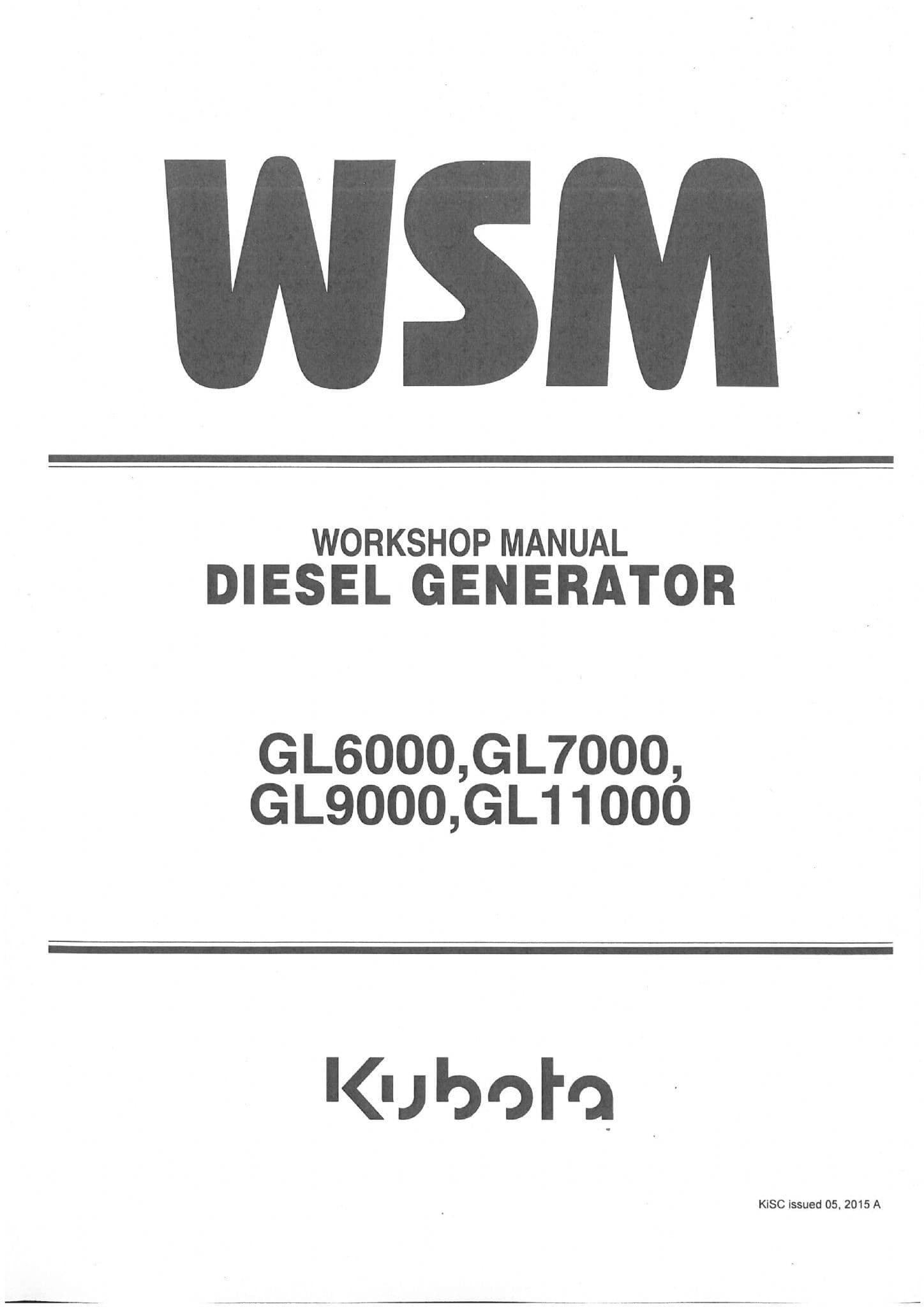 Kubota Generator GL6000 GL7000 GL9000 GL11000 Service Repair