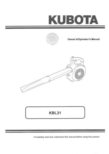 Kubota Handheld Blower KBL31 Operators Manual