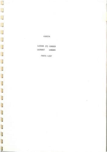 Kubota LaoderLA350A & LA350ST Parts Manual
