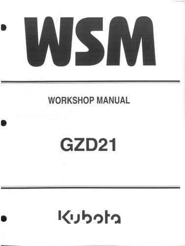 Kubota Ride On Mower GZD21 Workshop Service Manual GZD21