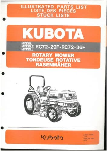 Kubota Rotary Mower RC72-29F & RC72-36F Parts Manual