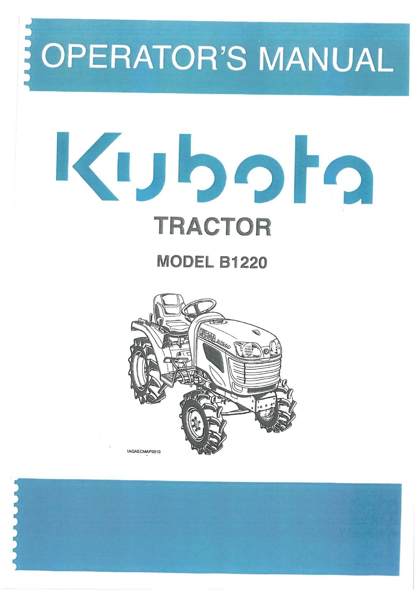 Kubota Tractor B1220 Operators Manual - B 1220