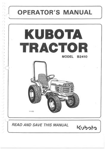 Kubota Tractor  B2410 Operators Manual B 2410
