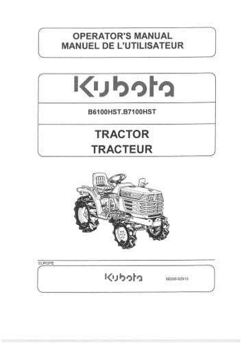 Kubota Tractor B6100HST B7100HST Operators Manual b 6100 7100 HST