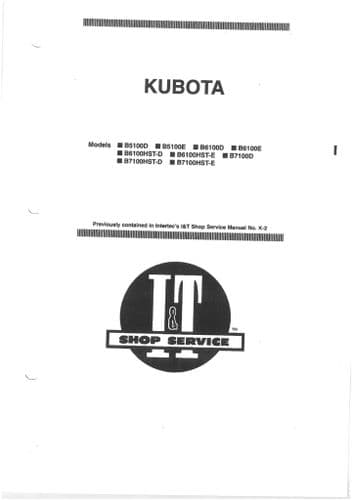 Kubota Tractor B7100D B7100HST-D B7100HST-E Service Workshop Manual