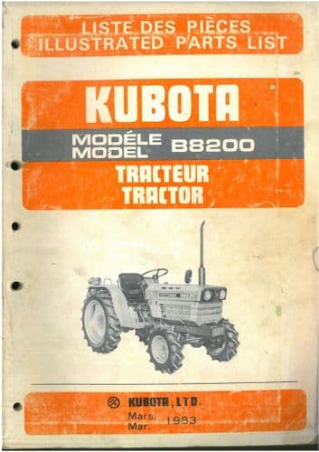 Kubota Tractor B8200 Parts Manual B 8200