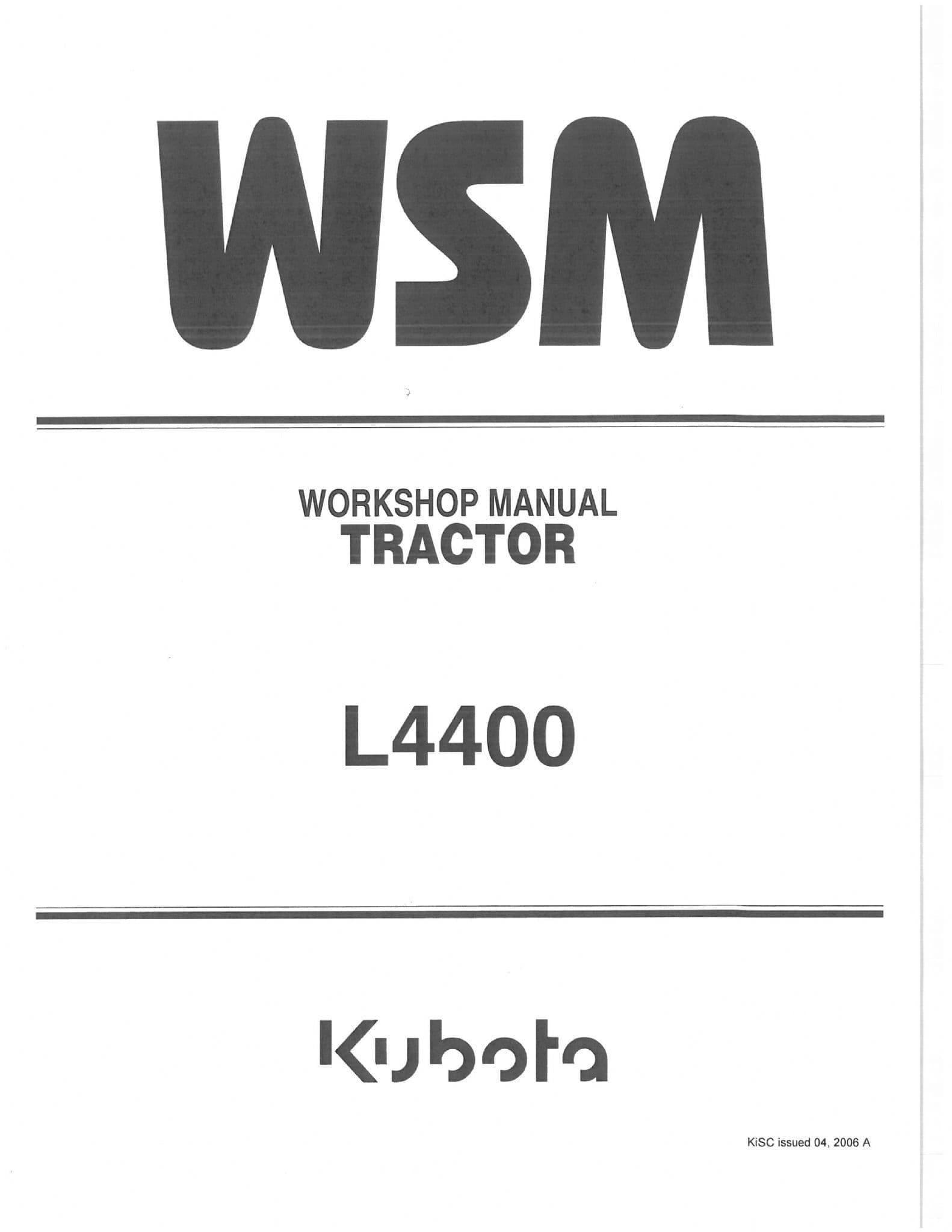 Kubota Tractor L4400 Workshop Service Manual