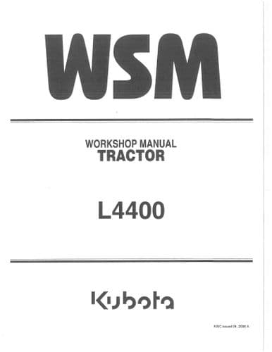 Kubota Tractor L4400 Workshop Service Manual