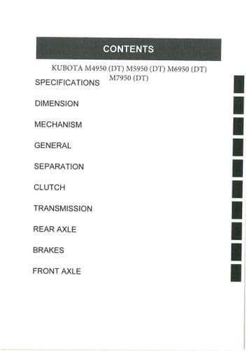 Kubota  Tractor M4950 (DT) M5950 (DT) M6950 (DT) M7950 (DT) Workshop Service Manual